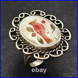 Native American Cardinal Ring Sterling Silver Sz 6 1/2
