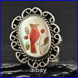 Native American Cardinal Ring Sterling Silver Sz 6 1/2