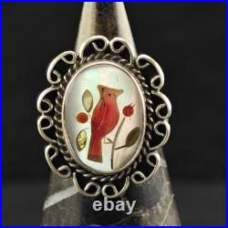 Native American Cardinal Ring Sterling Silver Sz 6 1/2