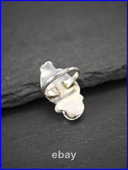 Native American Coral Turquoise Sterling Silver Ring Size 5.5