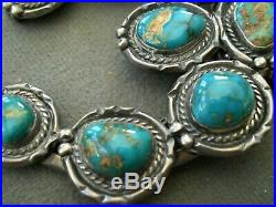 Native American Fox Turquoise Sterling Silver Squash Blossom Naja Bead Necklace