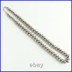 Native American Graduated Navajo Pearls Necklace Sterling Silver Stamped 27 inch