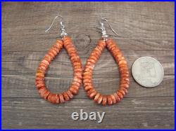 Native American Hand Strung Spiny Oyster Stone Dangle Earrings by Louise Joe