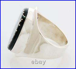 Native American Handmade Night Sky Inlay Sterling Silver Ring Size 9.5