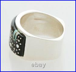 Native American Handmade Sterling Silver with Night Sky Inlay Ring Size 10