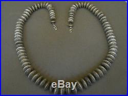 Native American Indian Sterling Silver Navajo Pearls Hand-Stamped Bead Necklace