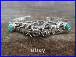 Native American Indian Sterling Silver & Turquoise Horse Bracelet by Begay