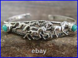 Native American Indian Sterling Silver & Turquoise Horse Bracelet by Begay