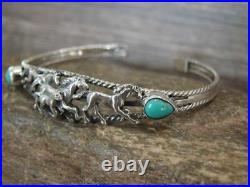 Native American Indian Sterling Silver & Turquoise Horse Bracelet by Begay