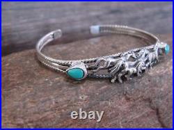 Native American Indian Sterling Silver & Turquoise Horse Bracelet by Begay