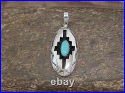 Native American Indian Sterling Silver & Turquoise Shadow Box Pendant Perry