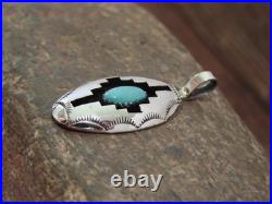 Native American Indian Sterling Silver & Turquoise Shadow Box Pendant Perry
