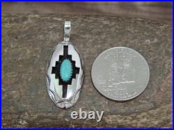 Native American Indian Sterling Silver & Turquoise Shadow Box Pendant Perry