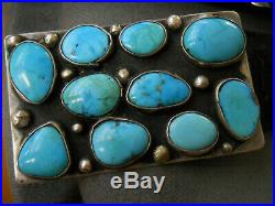 Native American Indian Turquoise Cluster Sterling Silver Rectangular Concho Belt