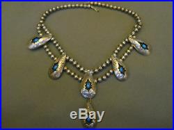 Native American Indian Turquoise Sterling Silver Shadowbox Choker Necklace