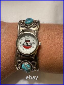 Native American Legacy Concho Sterling Silver Turquoise Watch