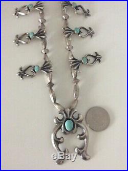 Native American NAVAJO Naja Pendant Necklace Sterling Silver Turquoise