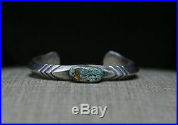 Native American Navajo Carinated Sterling Turquoise Cuff Bracelet Large Size