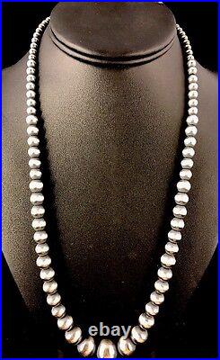Native American Navajo Graduated Sterling Silver Bead Necklace 21