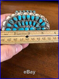 Native American Navajo Huge! Bracelet Blue Turquoise Cluster Cuff Stunning #B