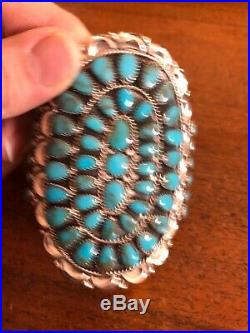 Native American Navajo Huge! Bracelet Blue Turquoise Cluster Cuff Stunning #B