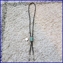 Native American Navajo Jewelry Sterling Silver Turquoise Bolo Tie Stamped Ron G