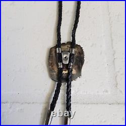 Native American Navajo Jewelry Sterling Silver Turquoise Bolo Tie Stamped Ron G