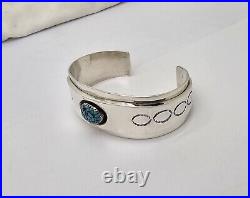 Native American Navajo Kee Joe Benally Sterling Silver Turquoise Cuff Bracelet