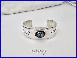 Native American Navajo Kee Joe Benally Sterling Silver Turquoise Cuff Bracelet