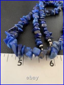 Native American Navajo Lapis Nuggets Necklace Sterling Silver 20 14412 Native American Navajo Lapis Nuggets Necklace Sterling Silver 20 14412