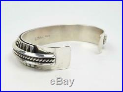 Native American Navajo Leander Tahe Heavy Sterling Silver Men's Cuff Bracelet