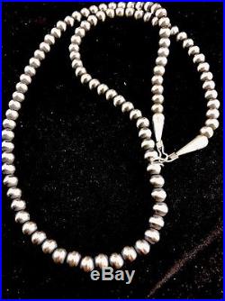Native American Navajo Pearls 4 mm Sterling Silver Bead Necklace 20 Sale 325