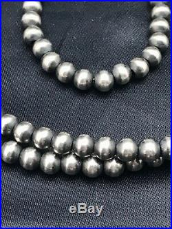 Native American Navajo Pearls 5 mm Sterling Silver Bead Necklace 36