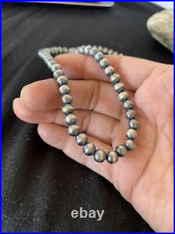 Native American Navajo Pearls 6mm Sterling Silver Bead Necklace 16 Sale Gift