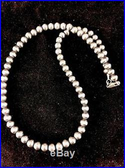 Native American Navajo Pearls 6mm Sterling Silver Bead Necklace 19 Sale 390