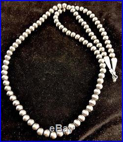 Native American Navajo Pearls 6mm Sterling Silver Bead Necklace 21 Sale 208