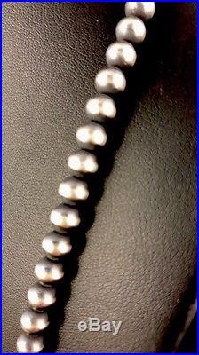 Native American Navajo Pearls 6mm Sterling Silver Bead Necklace 26 Sale 388