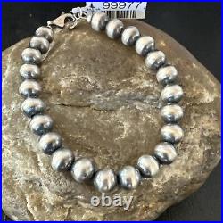 Native American Navajo Pearls 7mm Beads 8 Sterling Silver Bracelet 99978