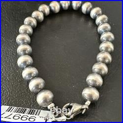 Native American Navajo Pearls 7mm Beads 8 Sterling Silver Bracelet 99978