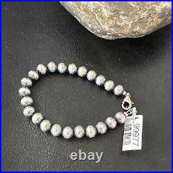 Native American Navajo Pearls 7mm Beads 8 Sterling Silver Bracelet 99978