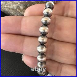 Native American Navajo Pearls 7mm Beads 8 Sterling Silver Bracelet 99978