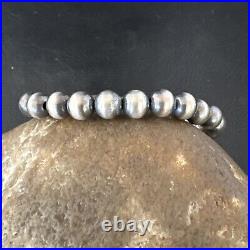 Native American Navajo Pearls 7mm Beads 8 Sterling Silver Bracelet 99978