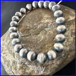Native American Navajo Pearls 8mm Beads 7Sterling Silver Stretch Bracelet 99087