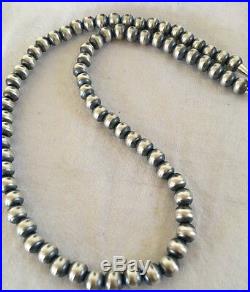 Native American Navajo Pearls 8mm Sterling Silver Bead 23 Necklace 207