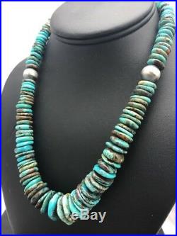 Native American Navajo Pearls Blue Turquoise Sterling Silver Necklace 24 332