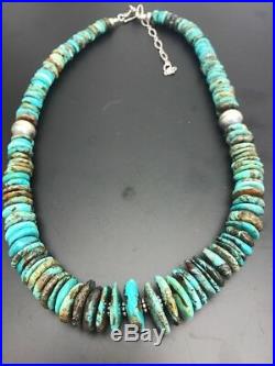 Native American Navajo Pearls Blue Turquoise Sterling Silver Necklace 24 332