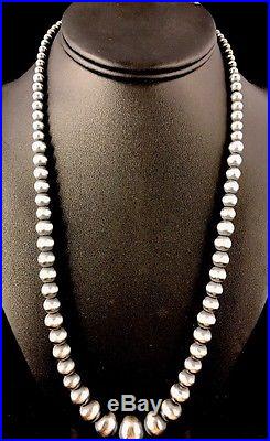 Native American Navajo Pearls Graduated Sterling Silver Bead Necklace 28