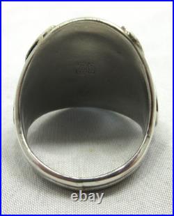 Native American Navajo Signed Sterling Silver Turquoise Bear Ring Size 14 #20