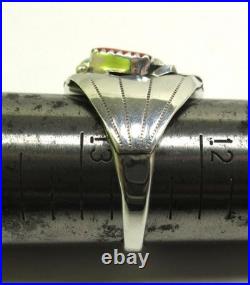 Native American Navajo Signed Sterling Silver Turquoise Wolf Ring Size 12.75 142
