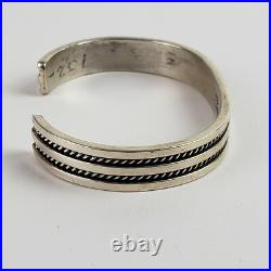 Native American Navajo Sterling Silver Cuff Bracelet Signed Tahe 6.25